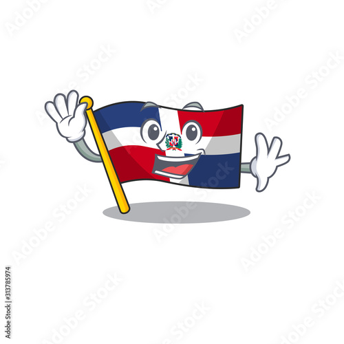 Waving friendly flag dominican republic cartoon character design