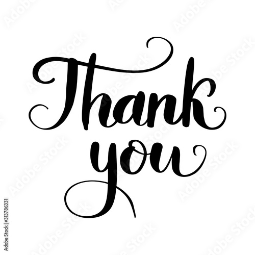 Vector hand drawn word Thanks, Thank you. Vector lettering. Motivation phrase