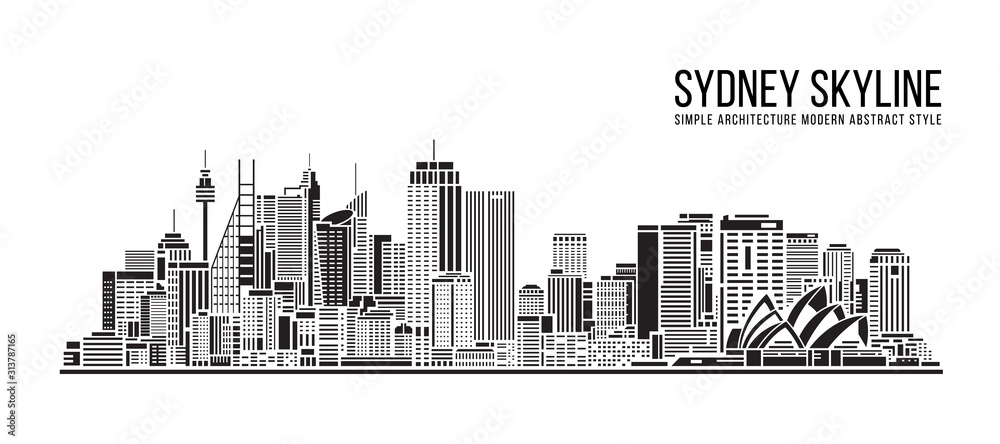 Fototapeta premium Cityscape Building Simple architecture modern abstract style art Vector Illustration design - Sydney city