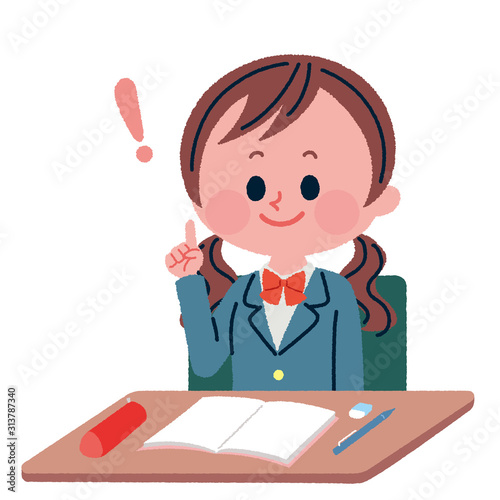 授業中にひらめいた女子学生イラスト