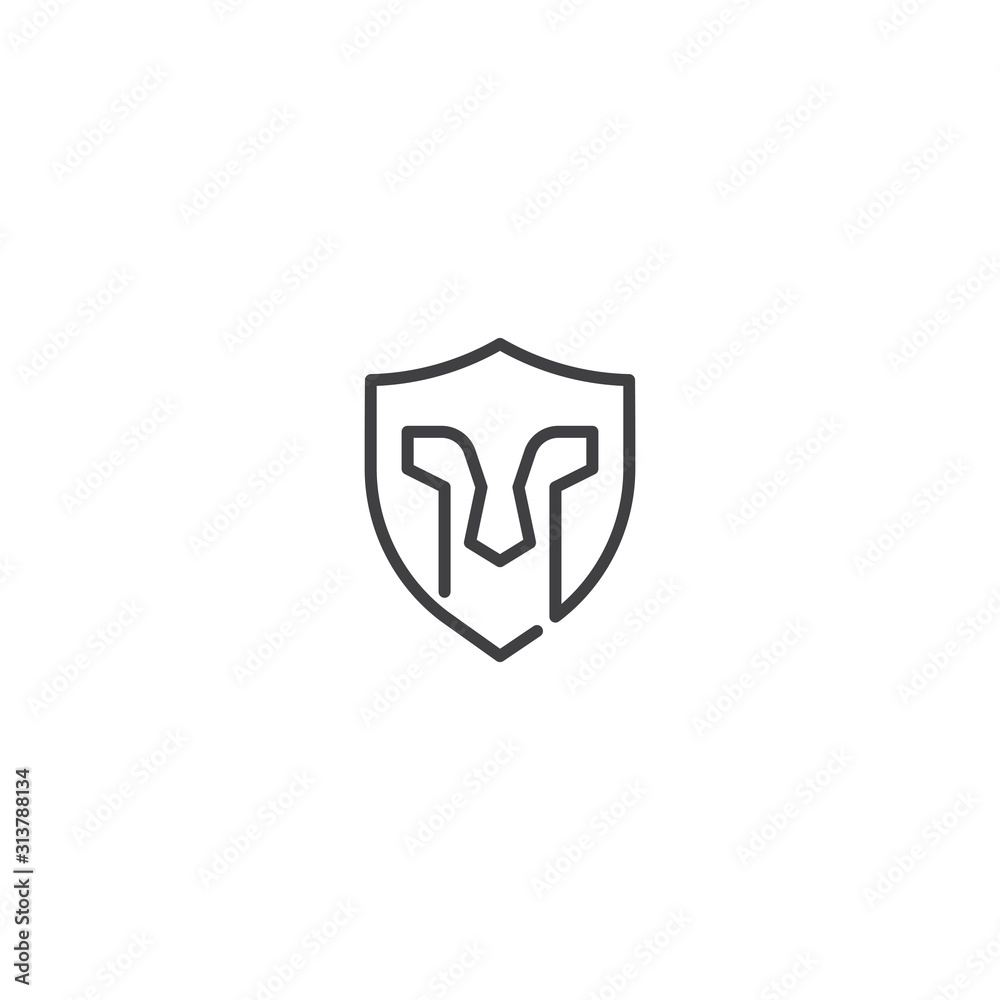 Spartan warrior helmet with shield. Vector logo icon template Spartan warrior helmet with shield. Vector logo icon template