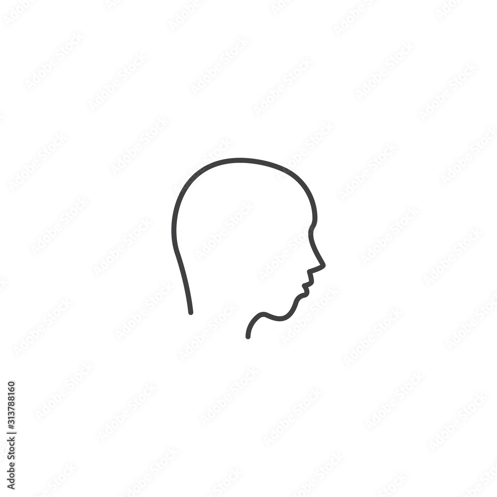 Side view of human head. Vector icon template Side view of human head. Vector icon template