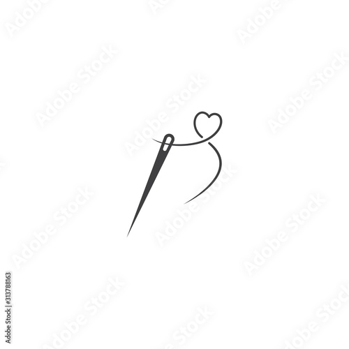 Sewing needle love. Vector icon template photo