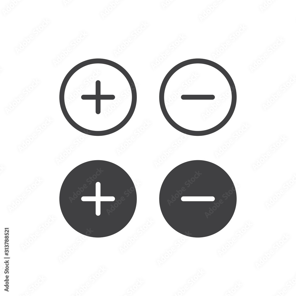 Plus and minus. Vector icon template Plus and minus. Vector icon template