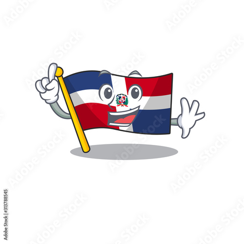 One Finger flag dominican republic in mascot cartoon character style