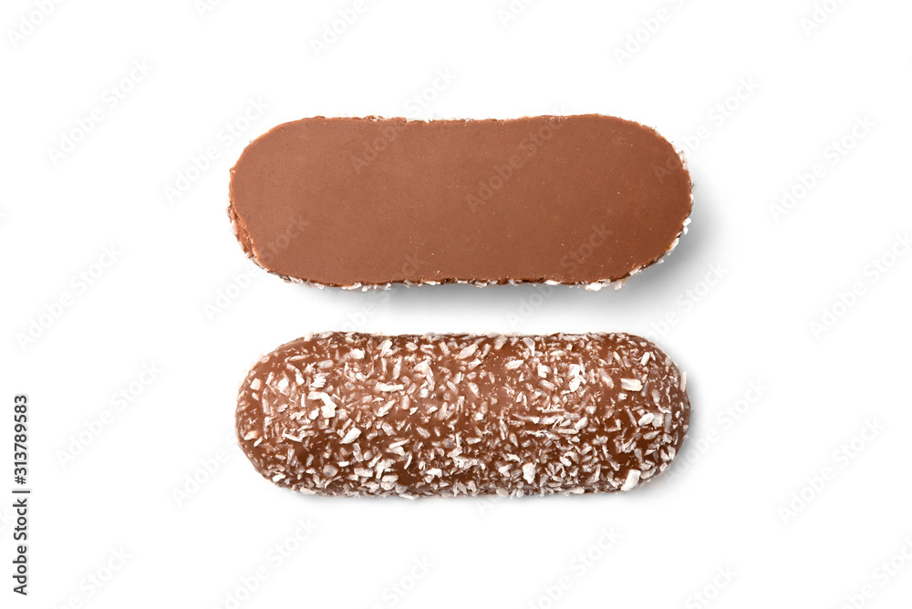 Chocolate cookies with coconut isolated on white background. Chocolate cookies with coconut isolated on white background.