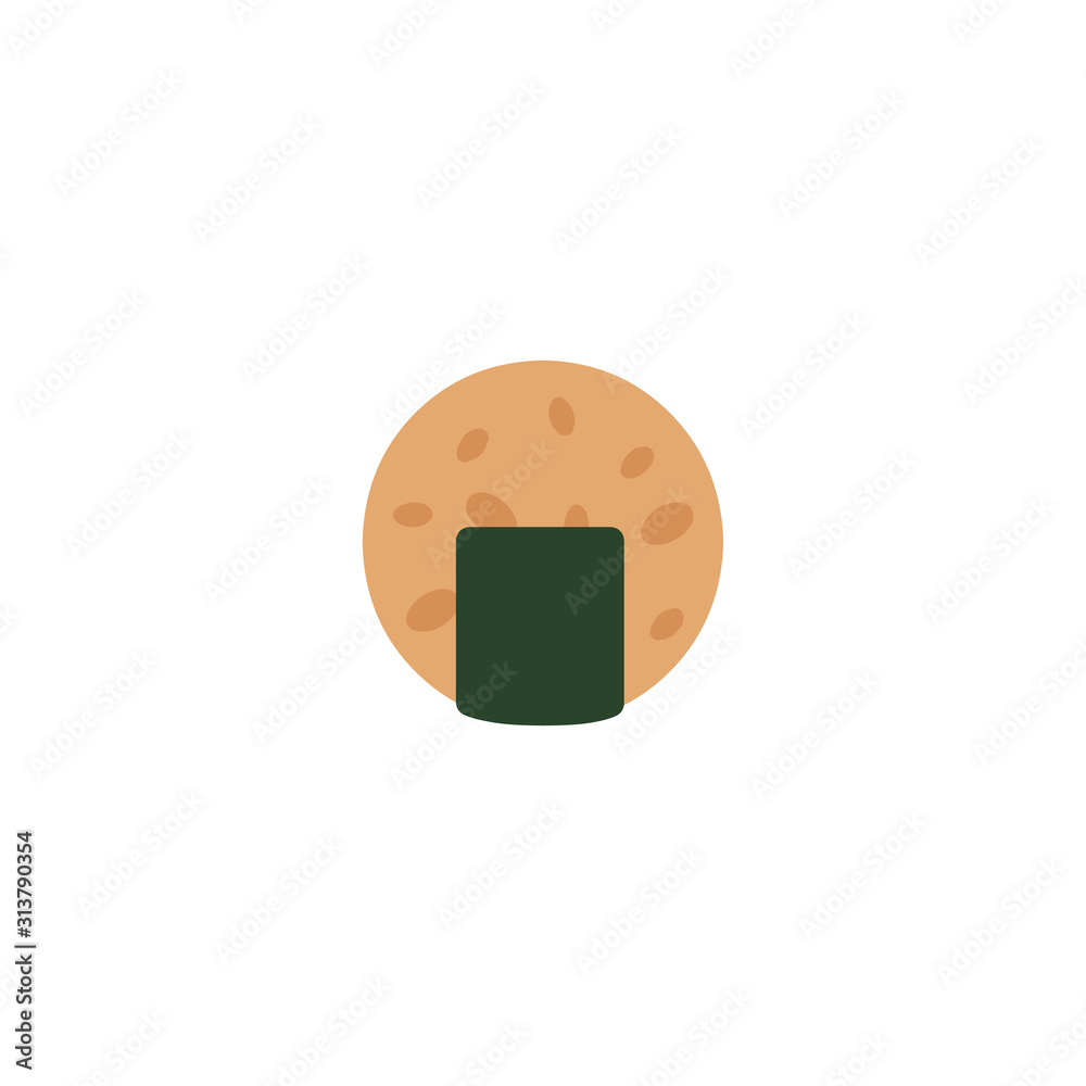 Rice Cracker Flat Vector Icon. Isolated Rice Cracker Emoji Illustration
