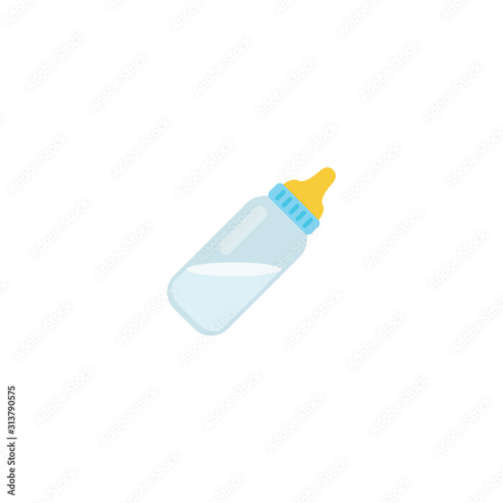 Baby Bottle Flat Vector Icon. Isolated Milk Bottle Emoji Illustration