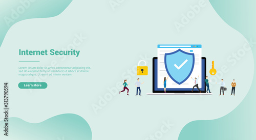 internet security and data digital protection for website template or landing homepage - vector