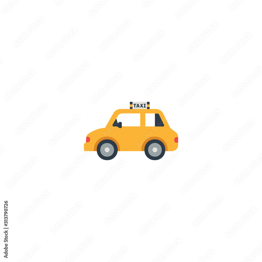 Taxi Car Flat Vector Icon. Isolated Taxi Side View Emoji Illustration