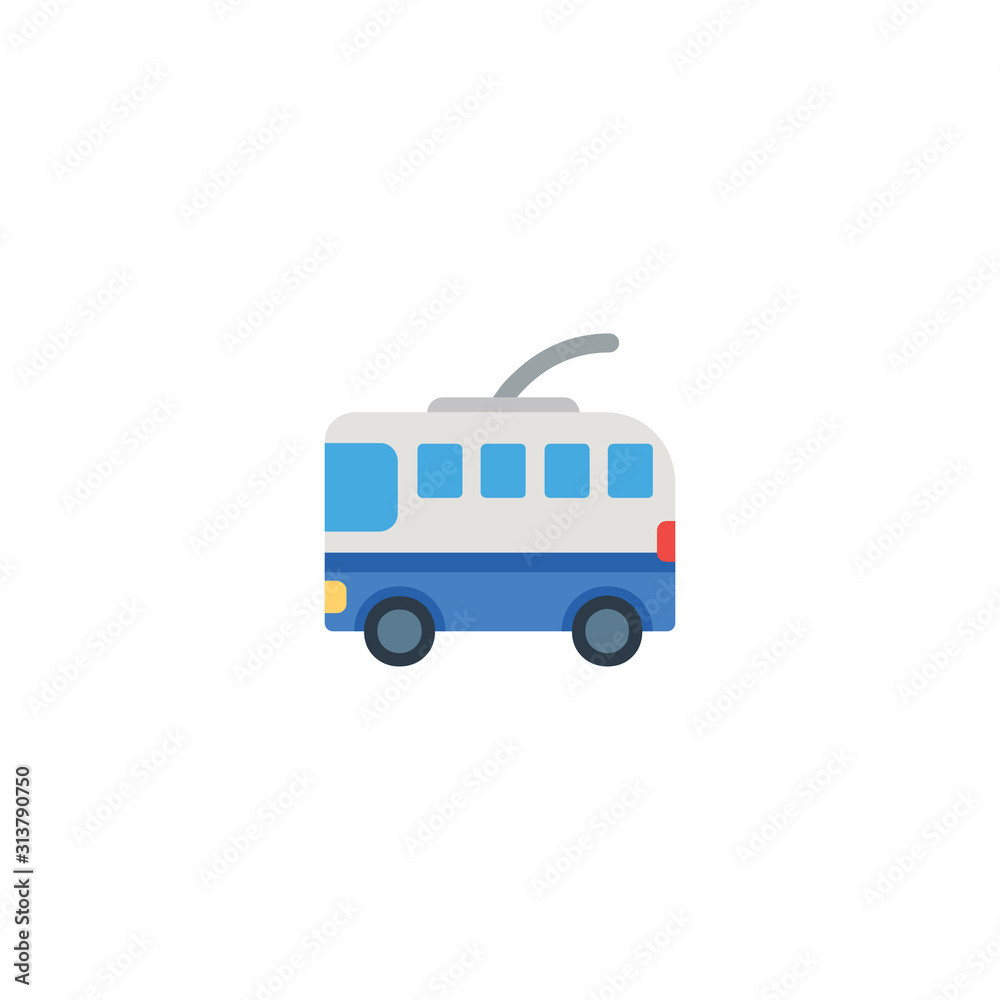 Trolleybus Flat Vector Icon. Isolated Tram Car, Trolley Bus Emoji
