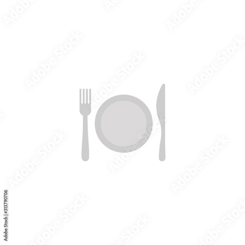 Fork and Knife with Plate  Flat Vector Icon. Isolated  Restaurant Serving Equipments Emoji Illustration