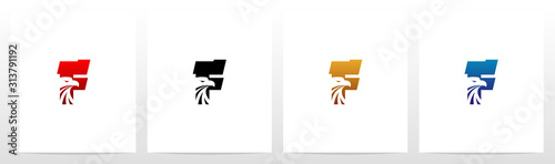 Eagle Head On Letter Logo Design F