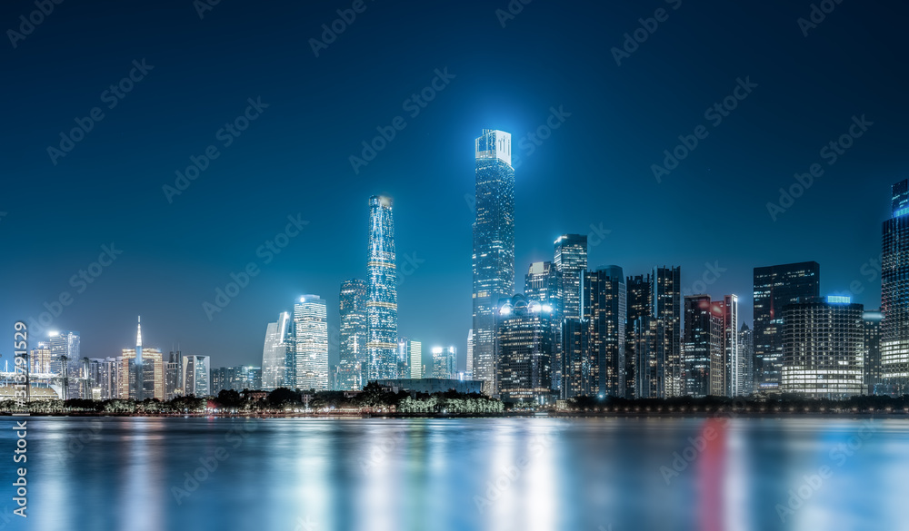 Obraz premium Guangzhou City Skyline and Architecture Landscape at Night