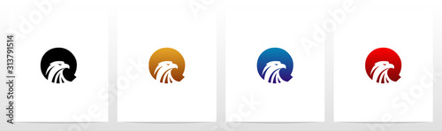 Eagle Head On Letter Logo Design Q