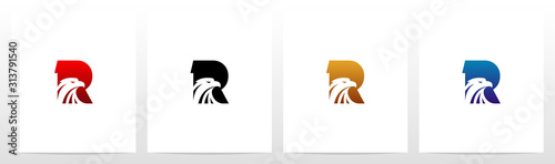 Eagle Head On Letter Logo Design R