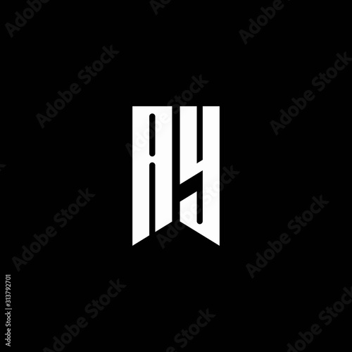 AY logo monogram with emblem style isolated on black background