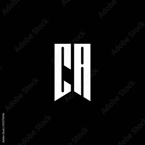 CA logo monogram with emblem style isolated on black background