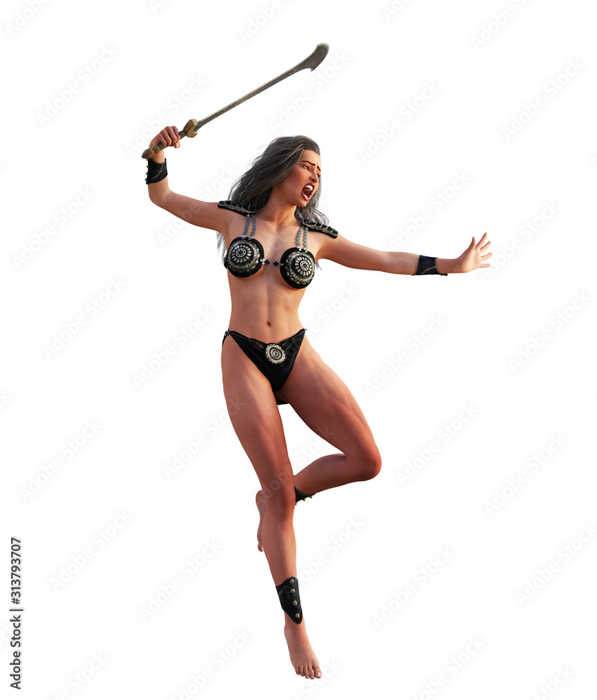 Ancient female warrior poses,3d rendering for book cover,Rendering on white background Ancient female warrior poses,3d rendering for book cover,Rendering on white background