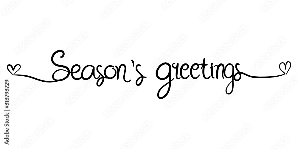 Season greetings hand drawn on white background.