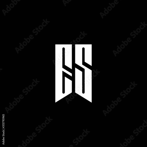 ES logo monogram with emblem style isolated on black background