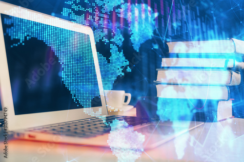 Wallpaper Mural Forex market chart hologram and personal computer background. Double exposure. Concept of investment. Torontodigital.ca