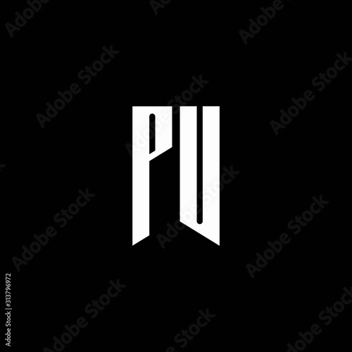 PU logo monogram with emblem style isolated on black background