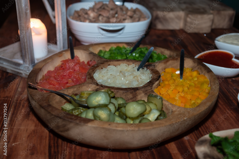Ingredients to make mexican-style food at an event Ingredients to make mexican-style food at an event