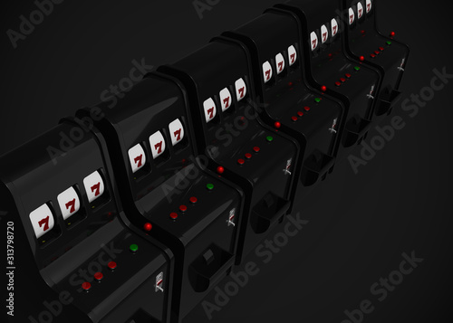Slot Machine Casino Retro Style 777 One Arm Gambit 3D Render