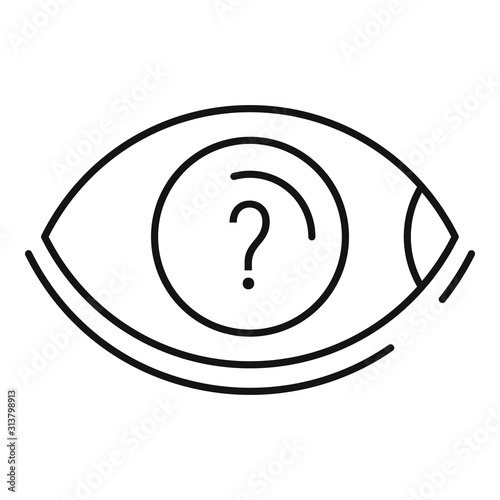Quest eye question icon. Outline quest eye question vector icon for web design isolated on white background