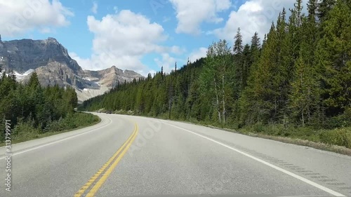 Driving on the Icefields Parkway between Banff and Jasper in the Canadian Rockies, Alberta, Canada - Video HD 1