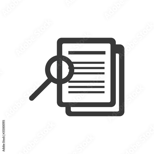 Magnifying glass - Search the document. Stock vector illustration isolated on white background.