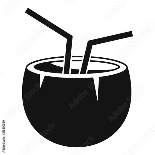 Summer coconut cocktail icon. Simple illustration of summer coconut cocktail vector icon for web design isolated on white background
