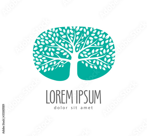 Logo tree or label. Environment, ecology, nature vector illustration