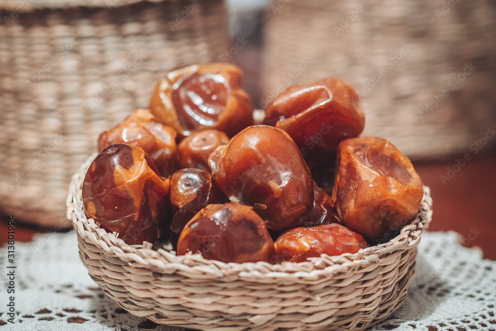 Fototapeta premium Delicious fresh and sweet Sukkari dates from Saudi Arabia