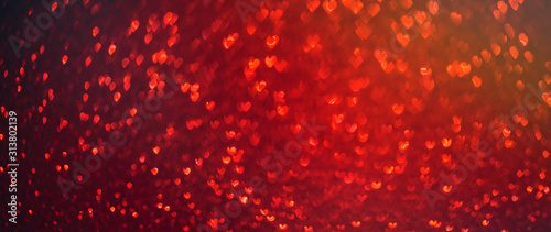 Valentine's day red background Hearts shape bokeh.