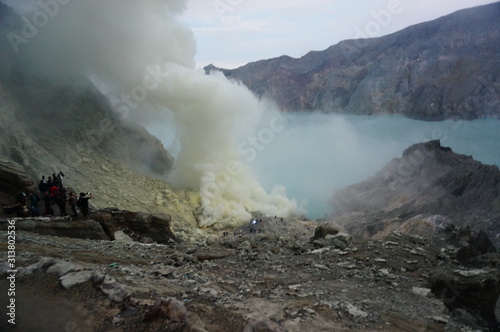 Ijen Crater is a acidic crater lake located at the top of Mount Ijen with a lake depth of 200 meters and the area of ​​the crater reaching 5,466 hectares.