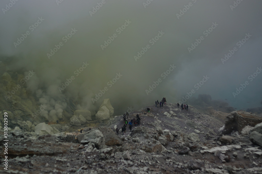 Ijen Crater is a acidic crater lake located at the top of Mount Ijen with a lake depth of 200 meters and the area of the crater reaching 5,466 hectares. Ijen Crater is a acidic crater lake located at the top of Mount Ijen with a lake depth of 200 meters and the area of the crater reaching 5,466 hectares.