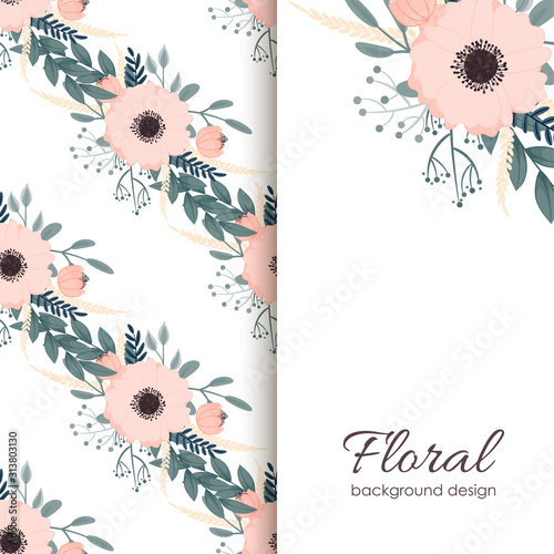 Floral pattern background - pink flowers