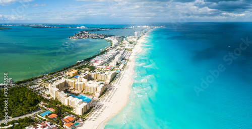 Cancun. Mexico, Beaches, Zona Hotelera aerial © Tobias