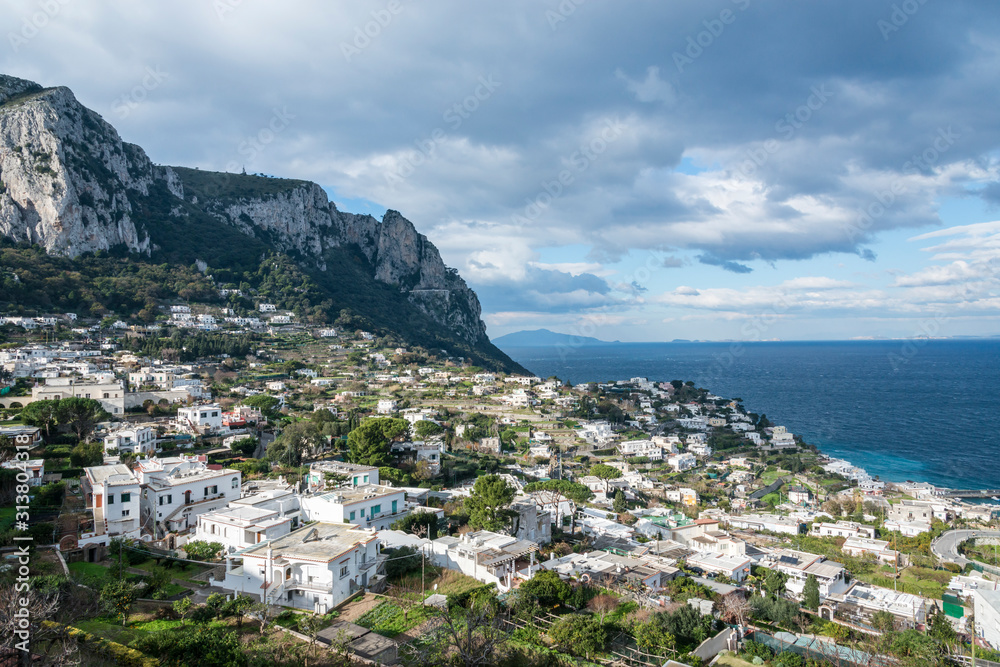 Aerial view of the Capri Island, Naples, Italy