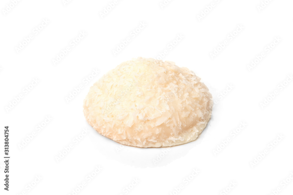 Biscuit cookies with coconut filling isolated on white background. Biscuit cookies with coconut filling isolated on white background.