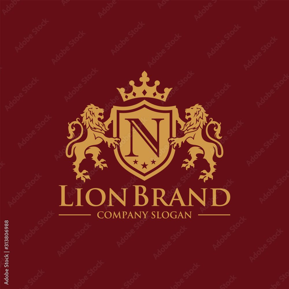 Luxury Golden Royal Lion King logo design inspiration Stock Vector ...