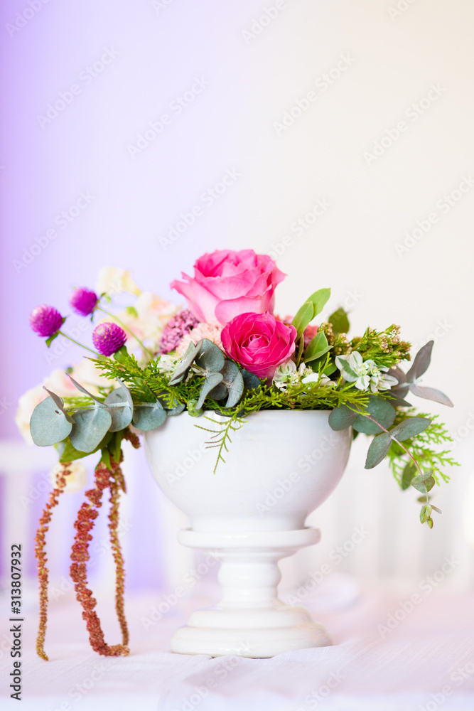 bouquet of pink roses in vase isolated on white bouquet of pink roses in vase isolated on white