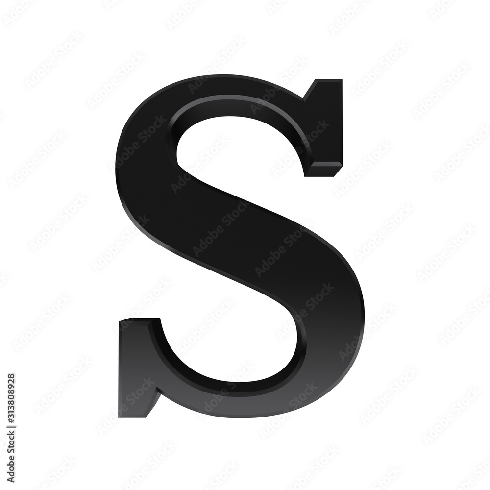 S letter black sign 3d S letter black sign 3d