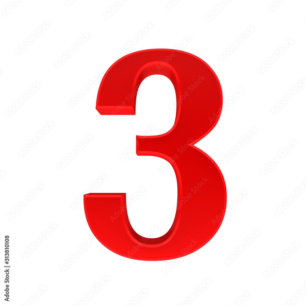 3 number red 3d one sign 3 number red 3d one sign