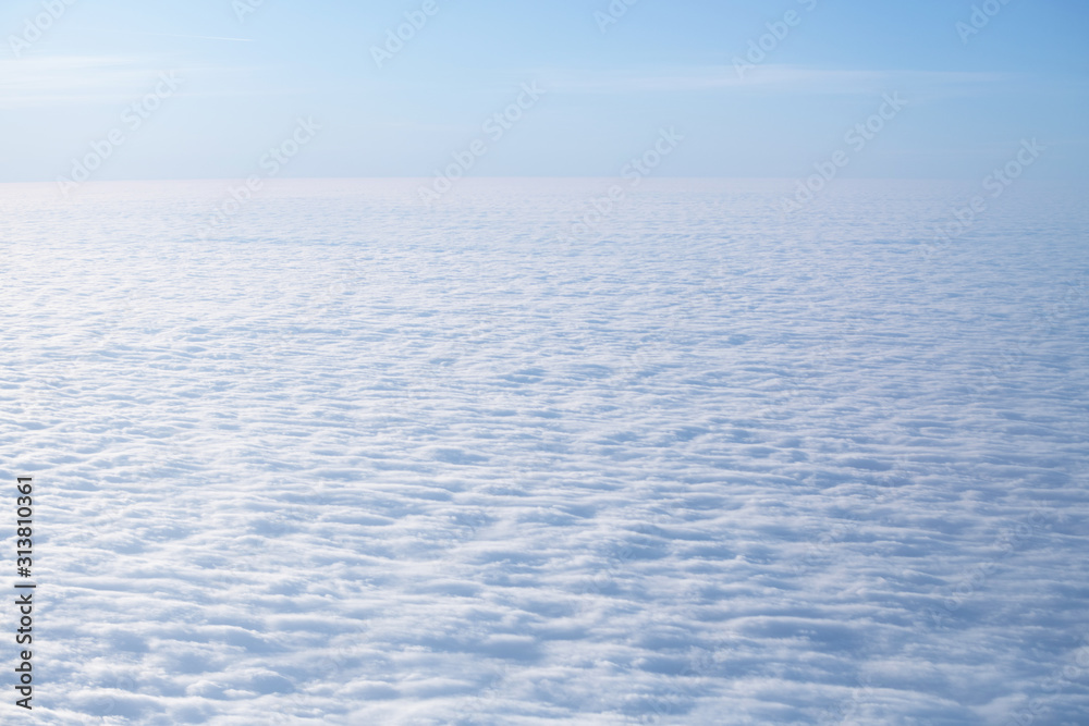 View from a flight. Cloud texture in blue color.
