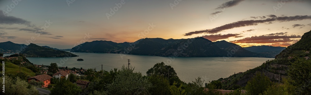 panorama view on Lago di Iseo, iseo lake in Italy