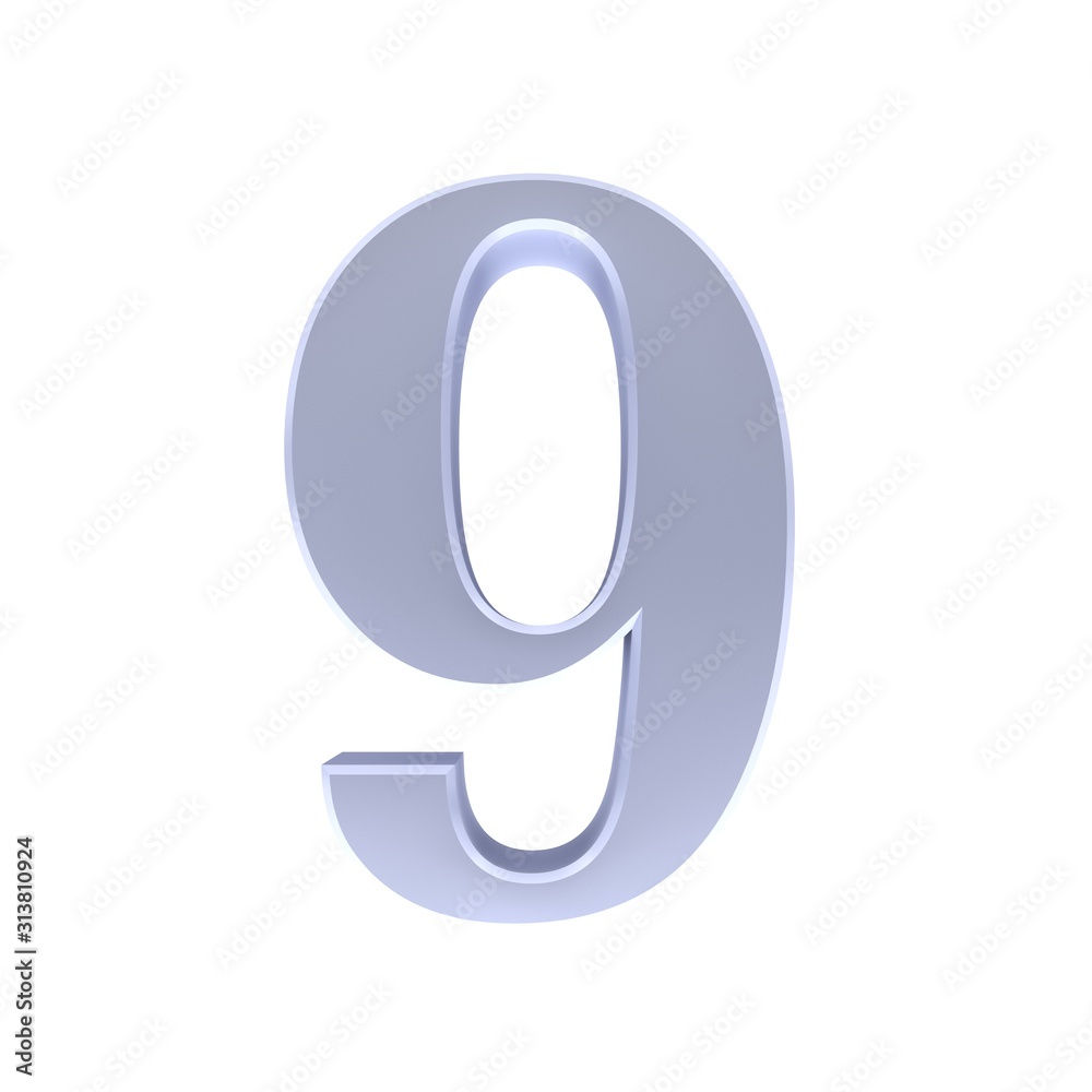 9 number nine 3d silver sign 9 number nine 3d silver sign