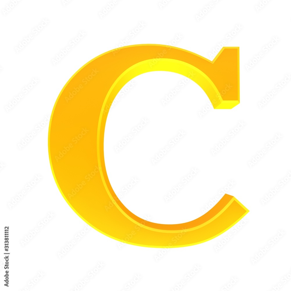 C letter gold 3d C letter gold 3d